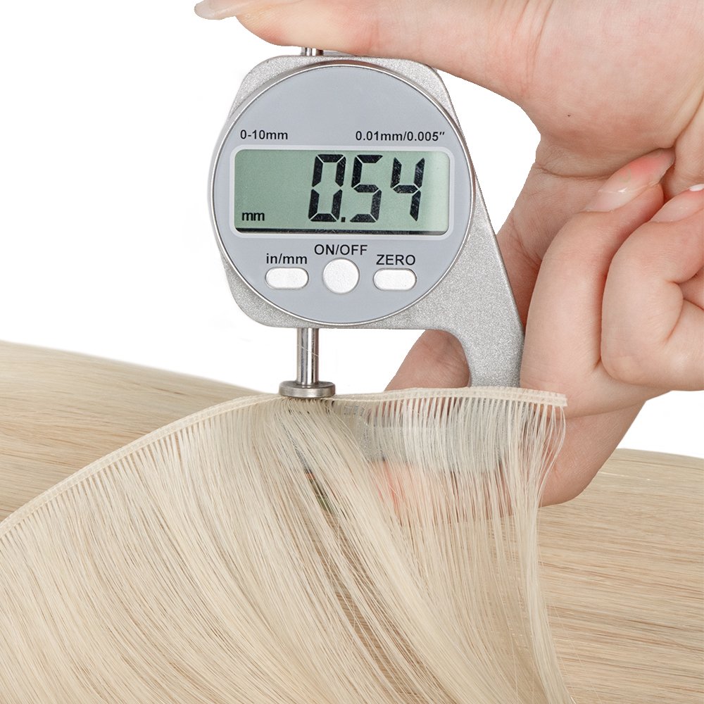 Double Drawn Thin Invisible Hand Tied Weft Virgin Remy Cuticle Aligned Russian Human Hair Extensions Genius Weft