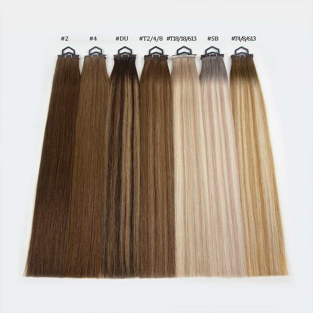 Hot selling products 2024 European genius Xo invisible weft human hair extension natural balayage color Skin weft with holes
