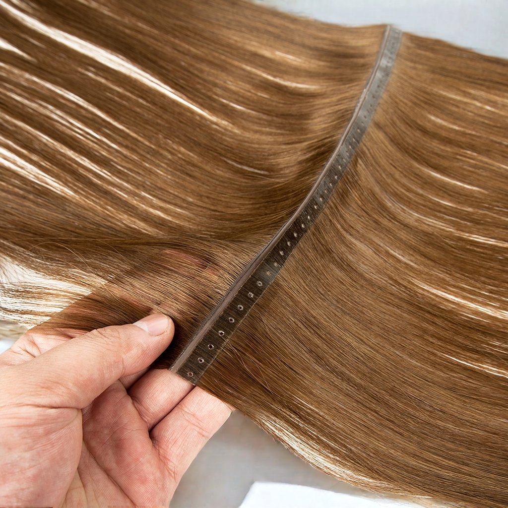 Hot selling products 2024 European genius Xo invisible weft human hair extension natural balayage color Skin weft with holes