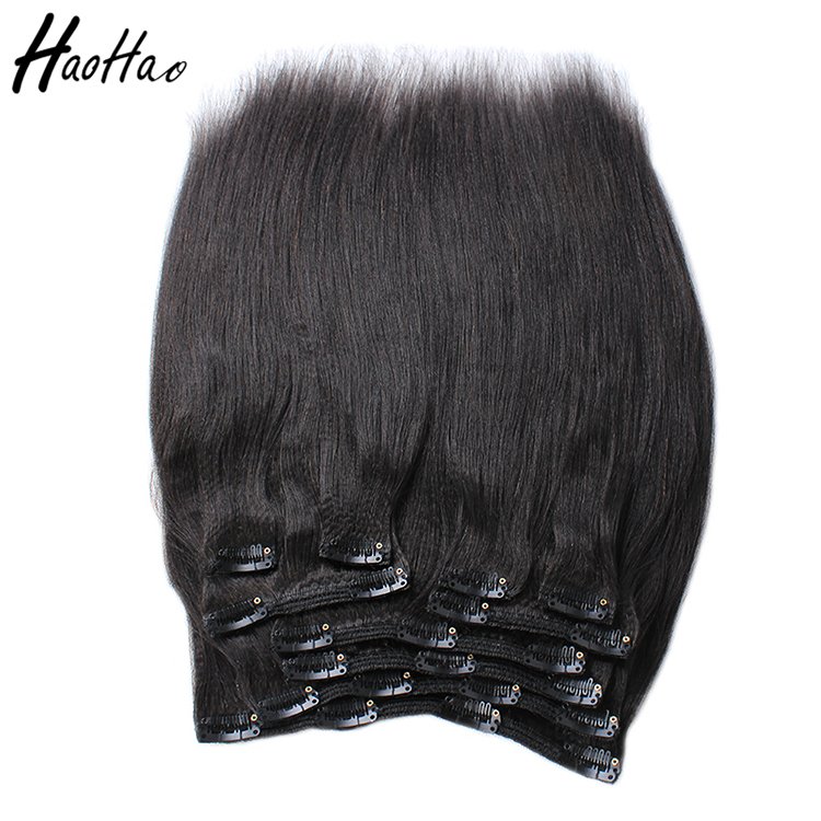 100% Raw Clip ins Human Hair Extensions Yaki Straight 13a Remy Hair Indian Hair Silky Straight Wave ALL Colors >=50% Clip In