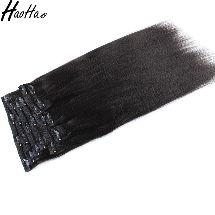 100% Raw Clip ins Human Hair Extensions Yaki Straight 13a Remy Hair Indian Hair Silky Straight Wave ALL Colors >=50% Clip In