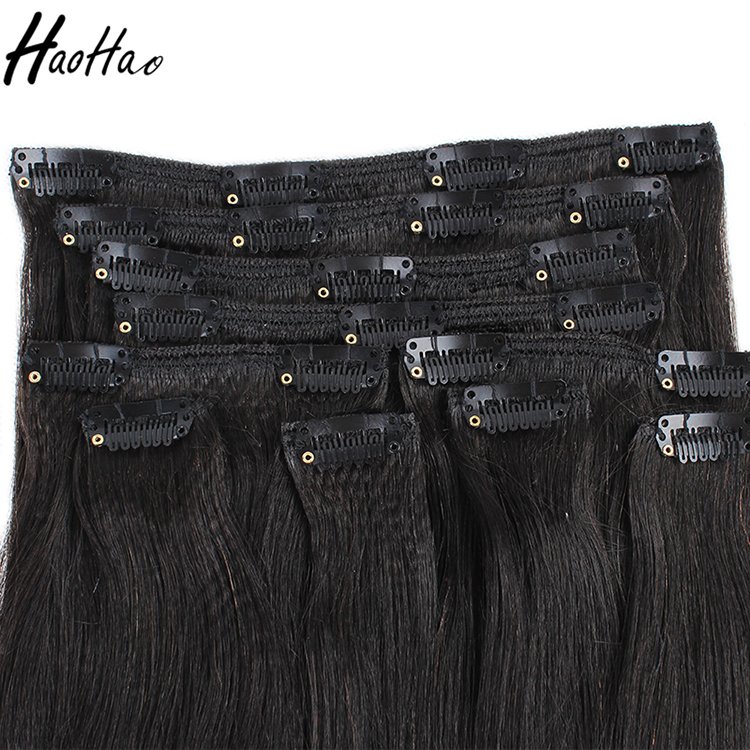 100% Raw Clip ins Human Hair Extensions Yaki Straight 13a Remy Hair Indian Hair Silky Straight Wave ALL Colors >=50% Clip In