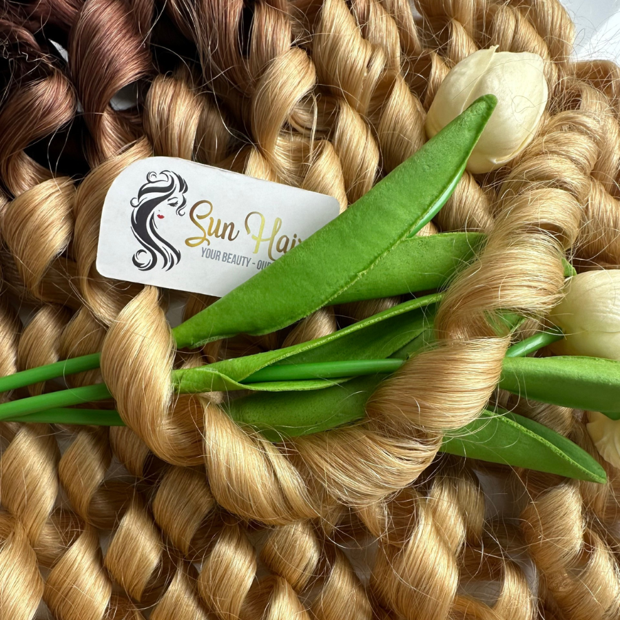 Hot High Quality Product Texture Mini Bouncy Curly Weft Best Selling 2024 Ombre Blonde Color 100% Real Human Hair Extensions