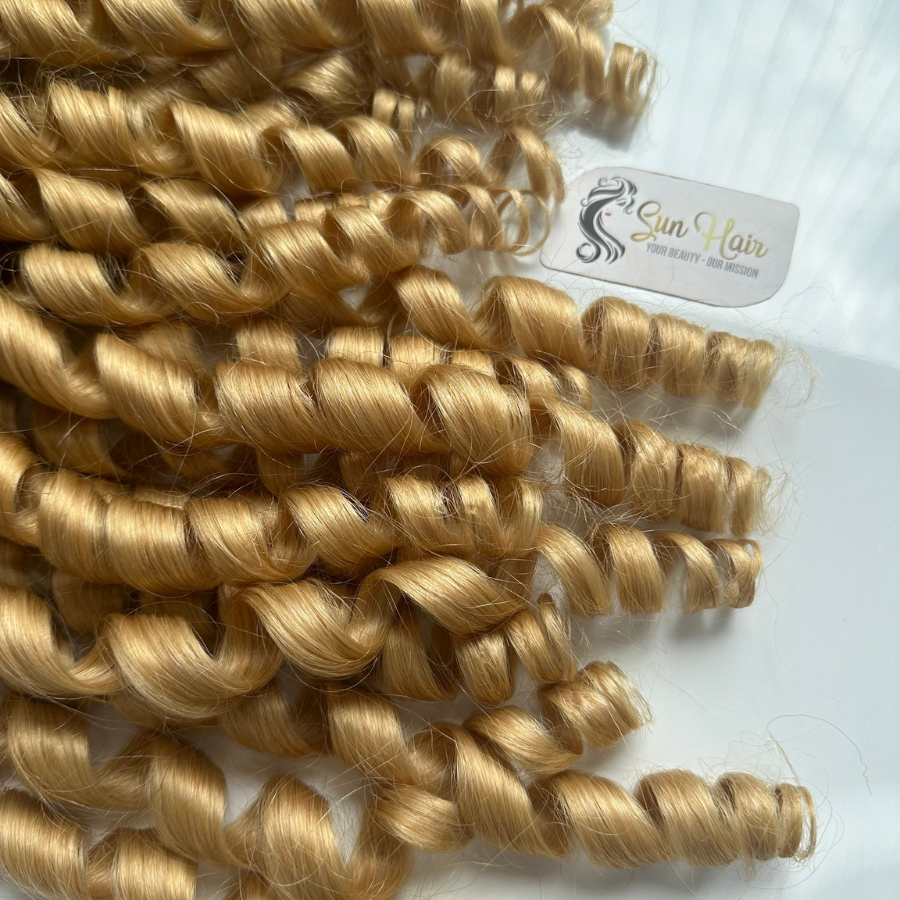 Hot High Quality Product Texture Mini Bouncy Curly Weft Best Selling 2024 Ombre Blonde Color 100% Real Human Hair Extensions