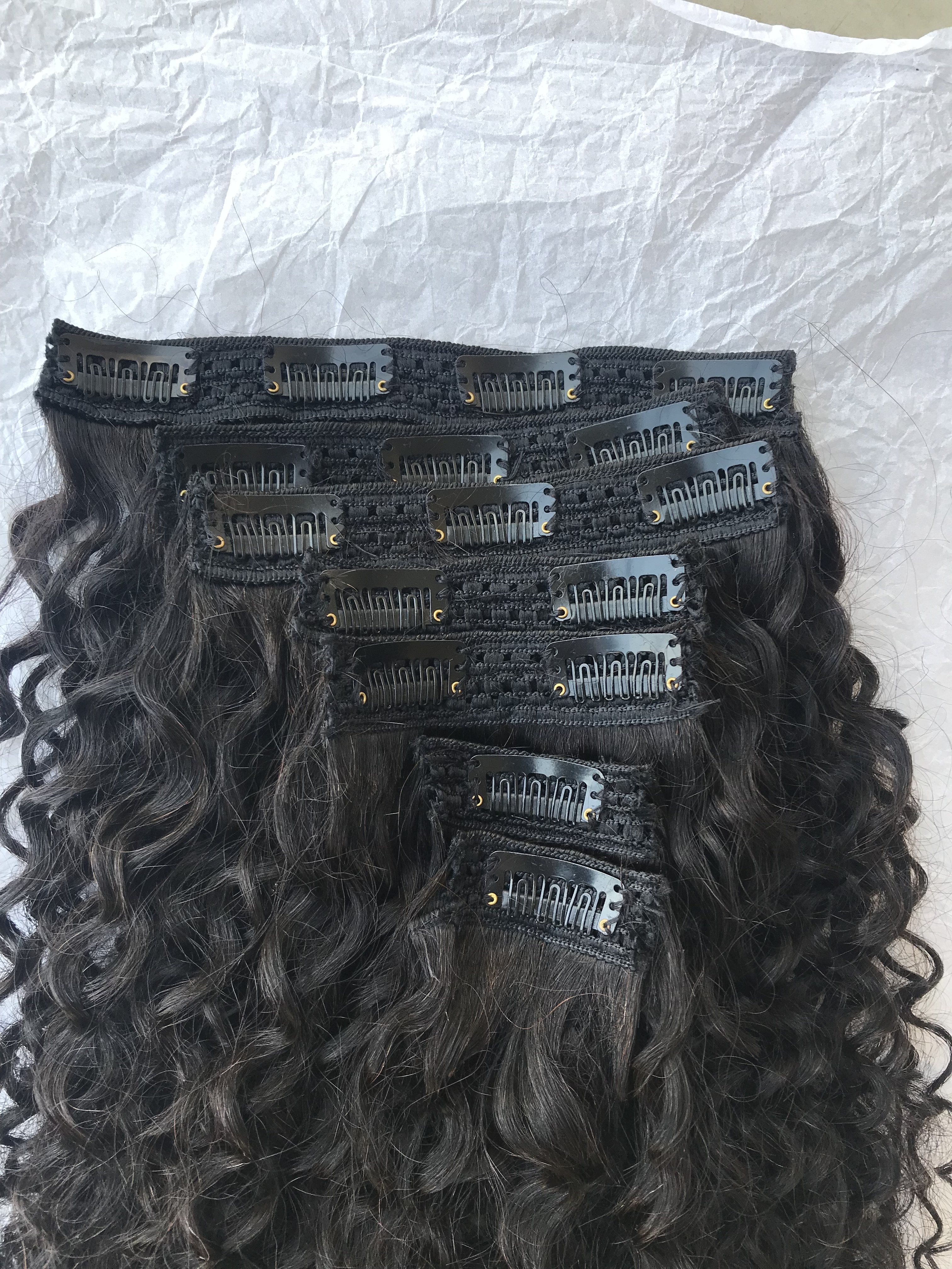 Export Top Quality Raw Cambodian Mink Indian Temple Virgin 20'' Kinky Curly Clip Ins Extension's Single Donor Hair Indian Vendor