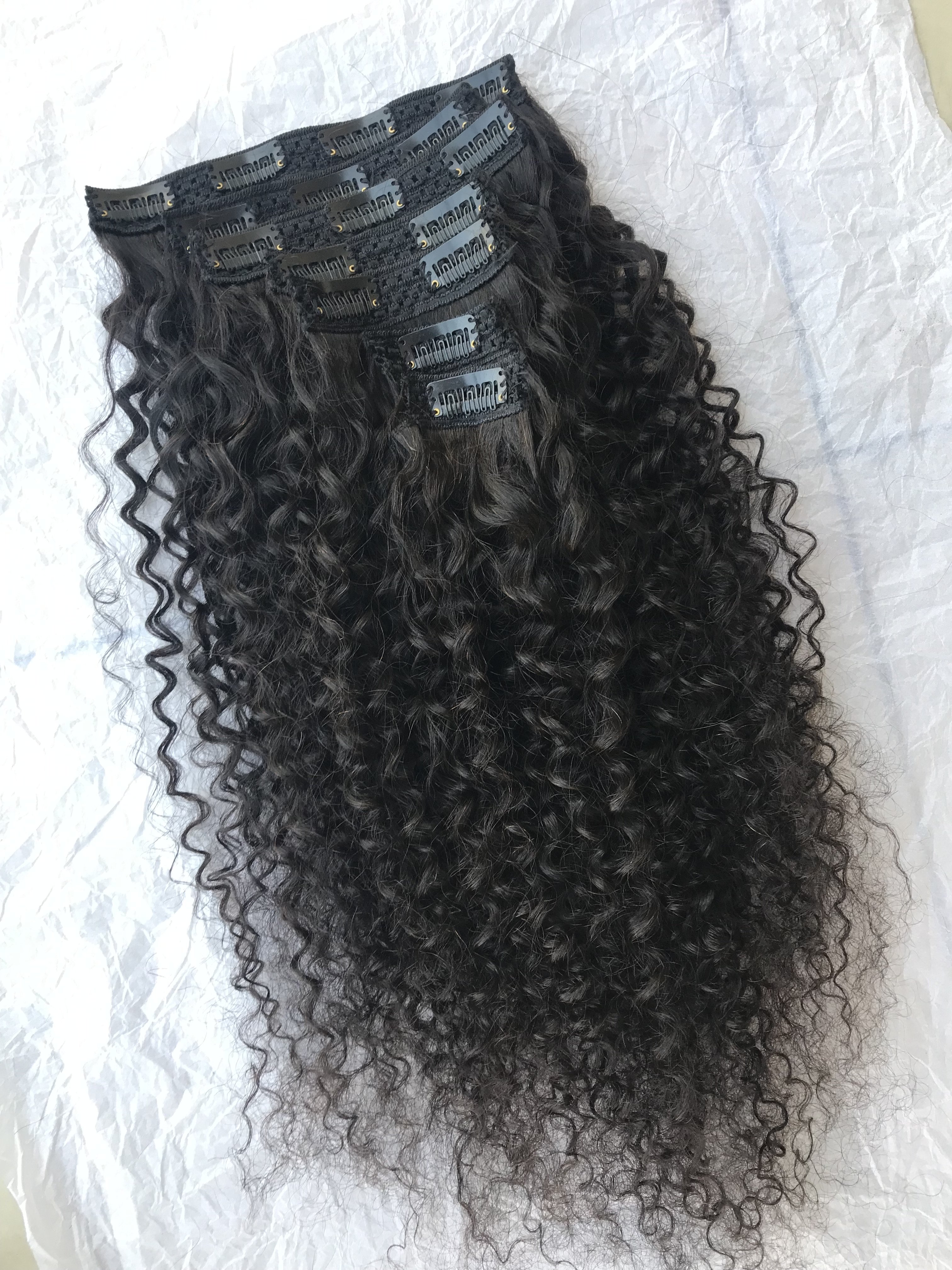 Export Top Quality Raw Cambodian Mink Indian Temple Virgin 20'' Kinky Curly Clip Ins Extension's Single Donor Hair Indian Vendor