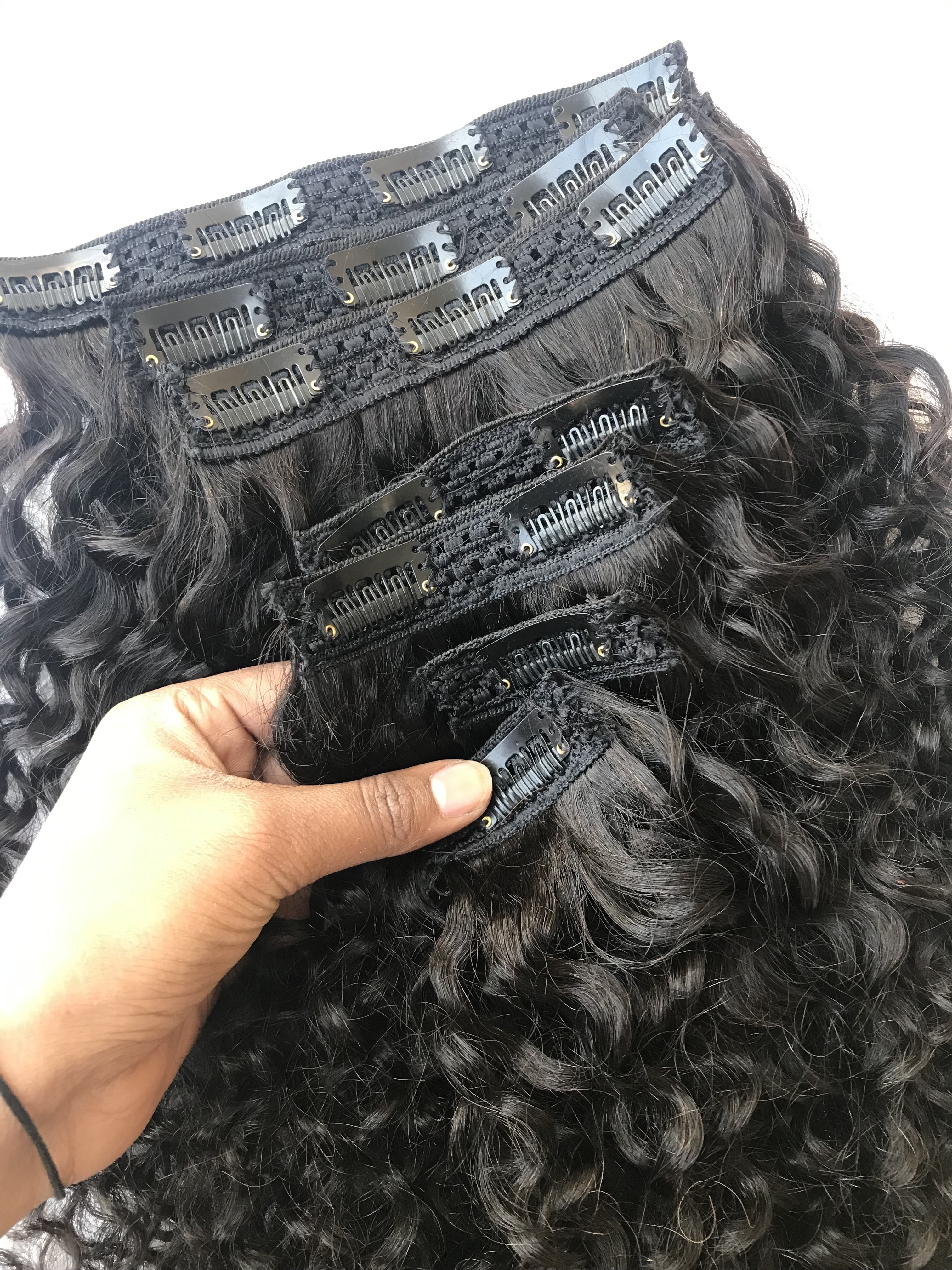 Export Top Quality Raw Cambodian Mink Indian Temple Virgin 20'' Kinky Curly Clip Ins Extension's Single Donor Hair Indian Vendor