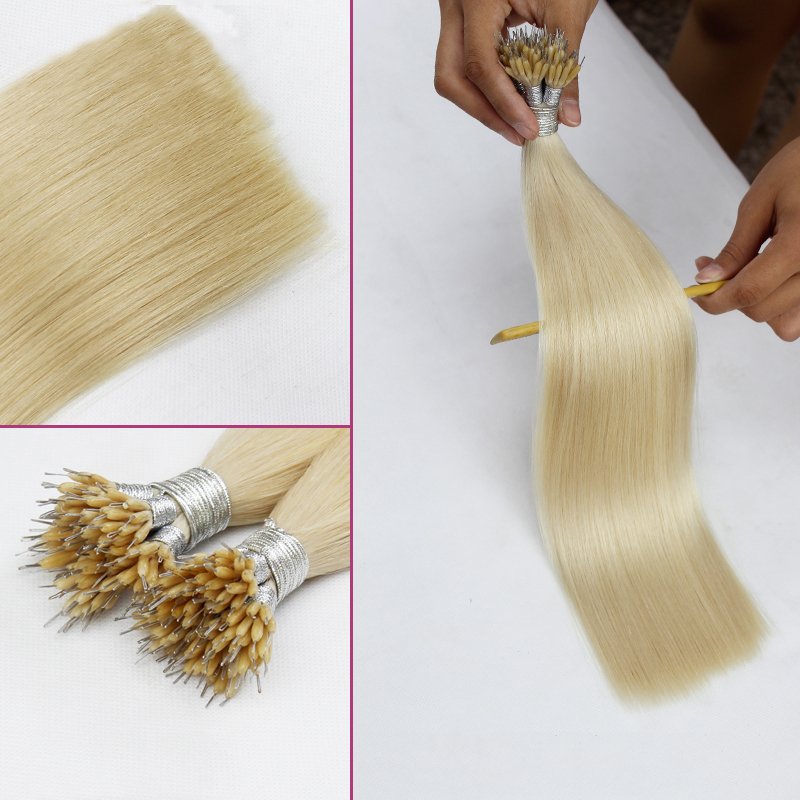 wholesale european hair remy human hair nano ring/nano tip hair extensions double drawn top quality