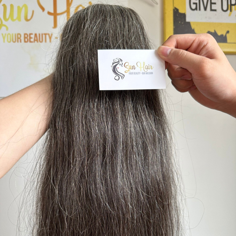 Sun Hair Company Raw Unprocessed Cuticle Aligned Single Donor Salt Pepper Grey Hair Bundle 100% Vietnamese Human Hair Extensions