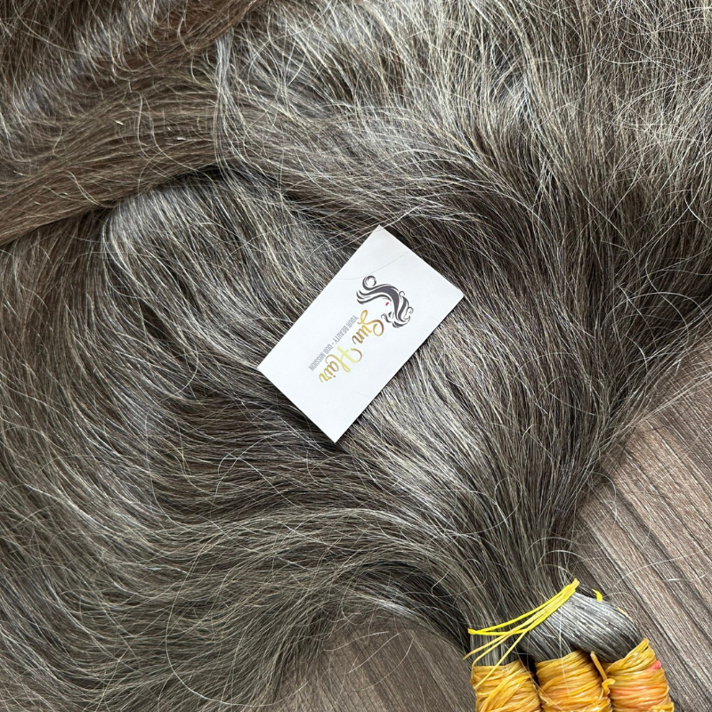 Sun Hair Company Raw Unprocessed Cuticle Aligned Single Donor Salt Pepper Grey Hair Bundle 100% Vietnamese Human Hair Extensions