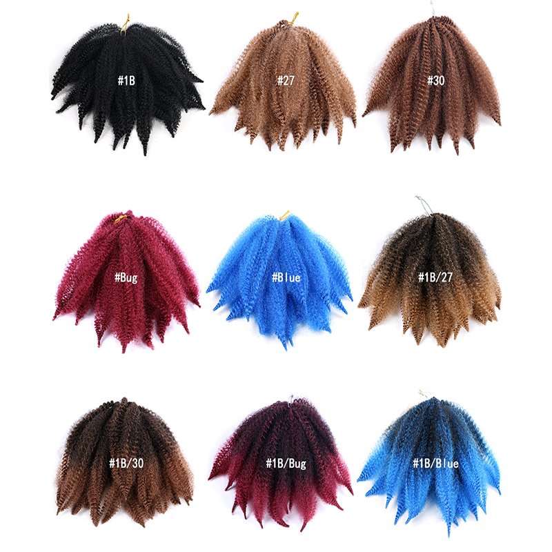Hot sale Marley Kinky bundle twist Braiding hair Curly Bulk crochet Synthetic hair 8inch hair extensions for braids