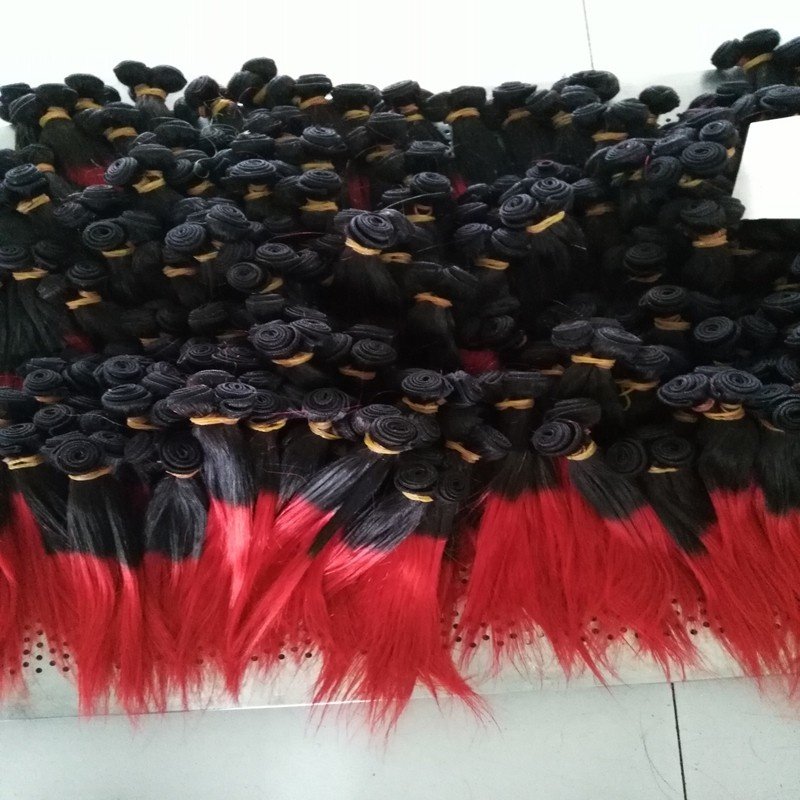 Factory Wholesale Dyed Ombre Color Human Hair Bundles, Brazilian Colored Human Hair Extensions