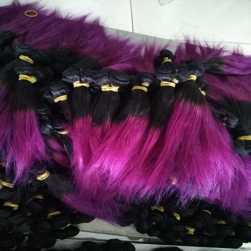 Factory Wholesale Dyed Ombre Color Human Hair Bundles, Brazilian Colored Human Hair Extensions