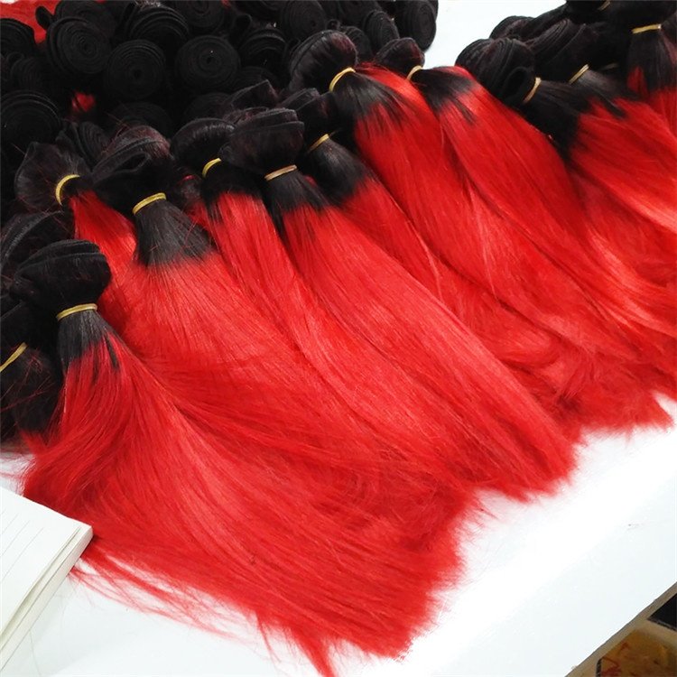 Factory Wholesale Dyed Ombre Color Human Hair Bundles, Brazilian Colored Human Hair Extensions
