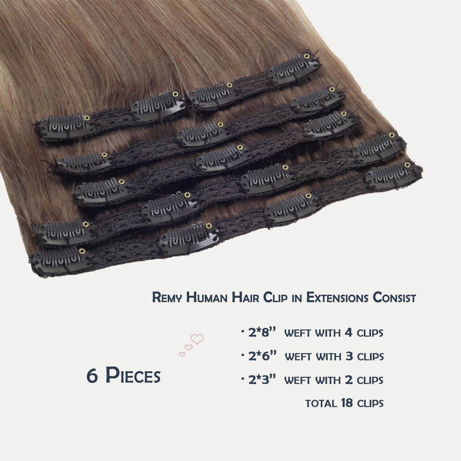 Thick end high density Double Drawn human hair extensions clip ins 100% Invisible Remy Clip In Hair Extension