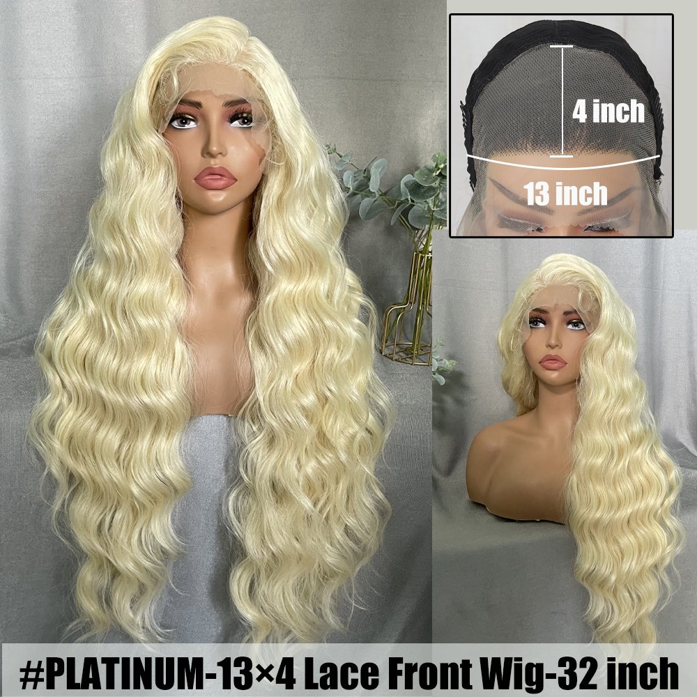 starhair 32Inch Long 13x6 Lace Body Wave Pre Plucked with Baby Hair Glueless Swiss Lace Heat Resistant Synthetic Lace Front Wigs