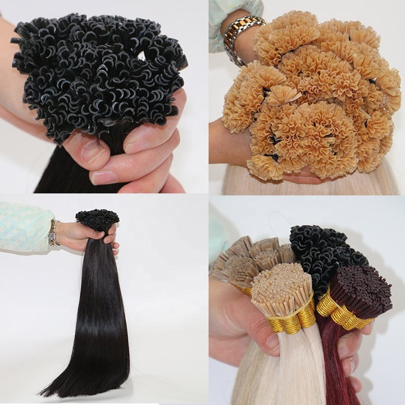 Customized Color Pre Bonded Cuticle Remy Aligned Keratin U Flat I Tip Human Hair Extensions