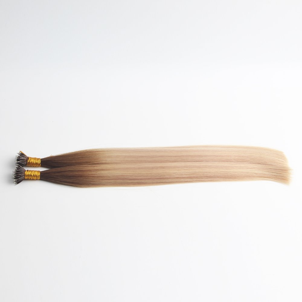 Customized Wholesale Thick Ends Luxury Ombre Balayage Double Drawn Micro Nano Ring European Virgin Remy Human Hair Extensions