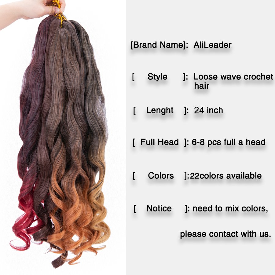 AliLeader 150g 24inch Ombre Synthetic Spiral Curly Braids Hair Extensions Yaki Style Loose Wave French Curl Braiding Hair