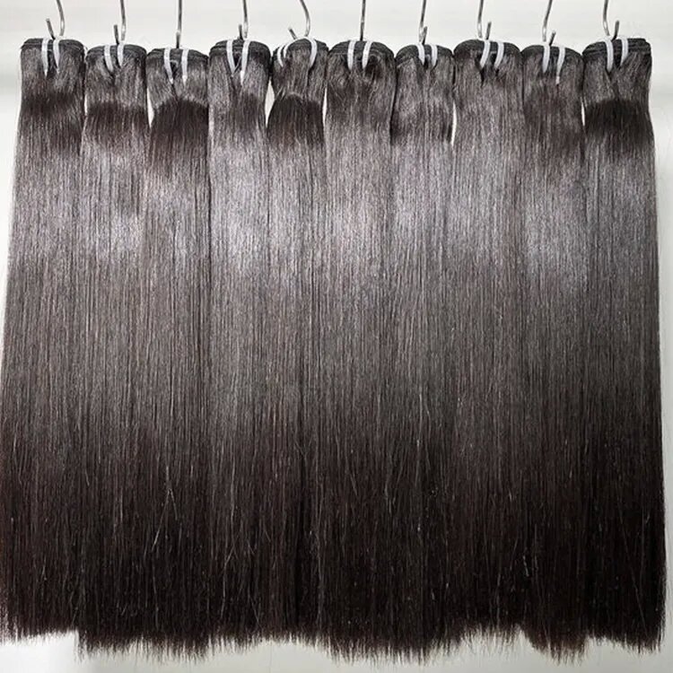Unprocessed Vietnamese Virgin Cuticle Intact Hair Bundle Vendors Bulk Double Drawn Weft Raw Indian Temple Human Hair Extensions