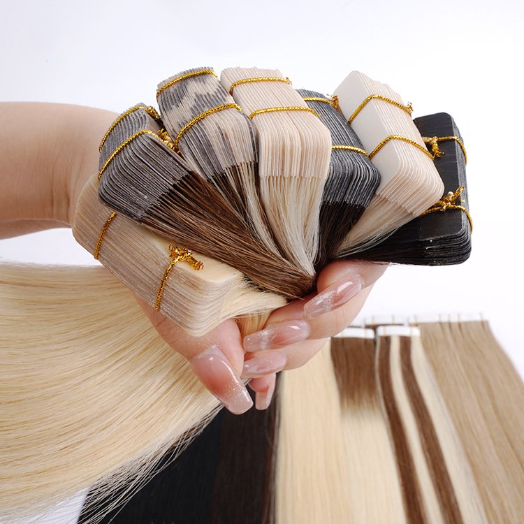 wholesale Invisible tape in hair extensions raw indian human hair extensions bundles