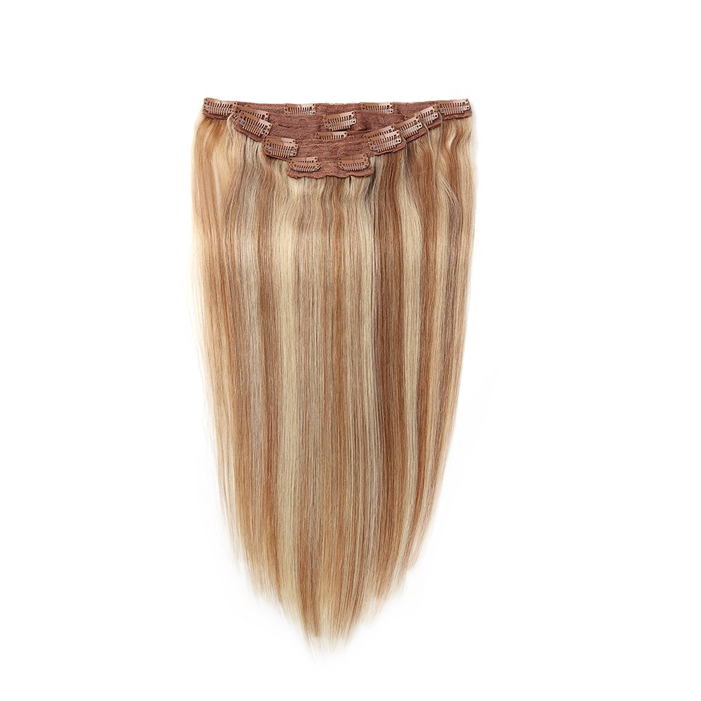 100% Russian human hair thick end seamless clip in human hair extensions