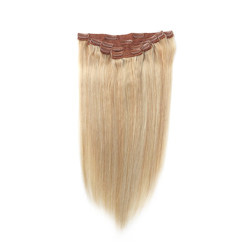 100% Russian human hair thick end seamless clip in human hair extensions