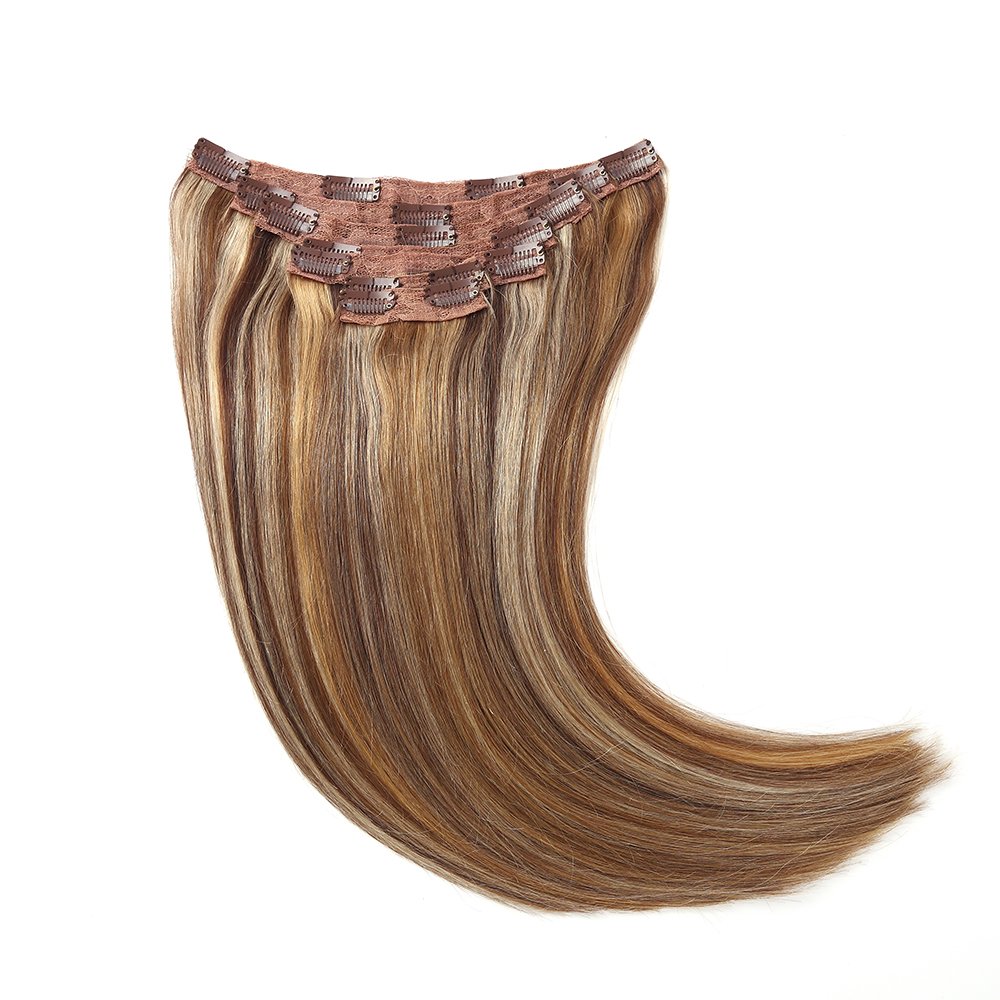 100% Russian human hair thick end seamless clip in human hair extensions