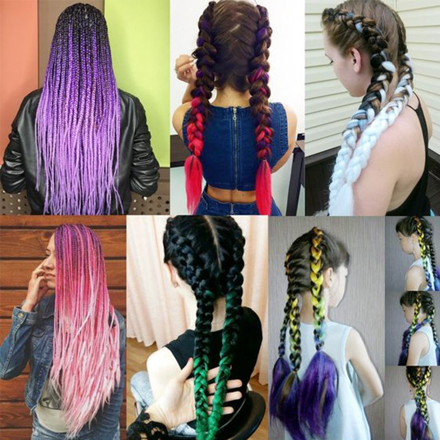 Wholesale 24inch 100g Mixed Color Pure Color Low Temperature Fiber Jumbo Braiding Hair Extension