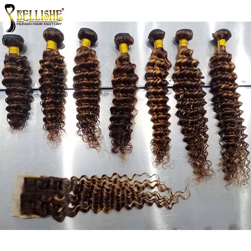 Bellishe Brazilian Human Hair Extensions Wholesale Mink Indian Curly Deep Wave Bundles Bulk Vendors Human Hair Bundle
