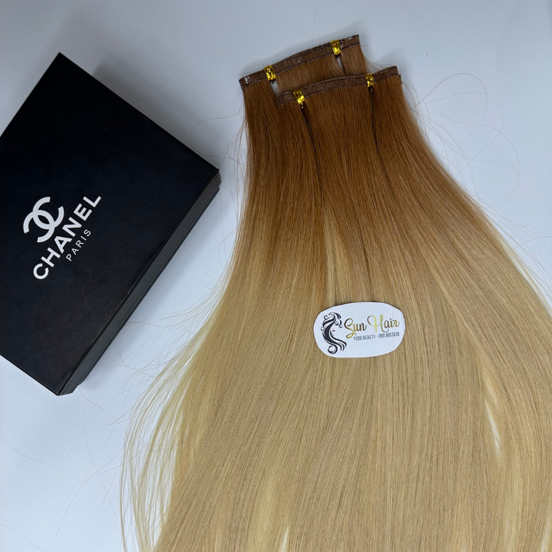 Wholesale Hot Trending Ombre Color Straight Flat Weft 100% Vietnamese Human Hair Extensions From Sun Hair Company