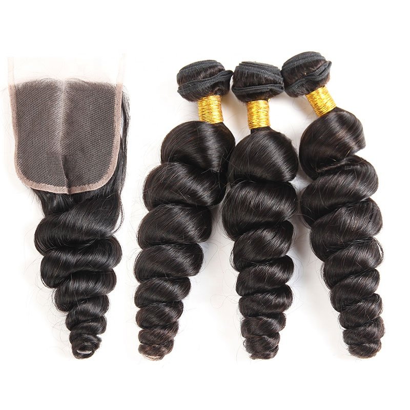 Foxen 12a Wholesale Remy Human Hair Extensions Vendors 100% Brazilian Hair Bundles Human Hair Loose Wave Bundles with Closure