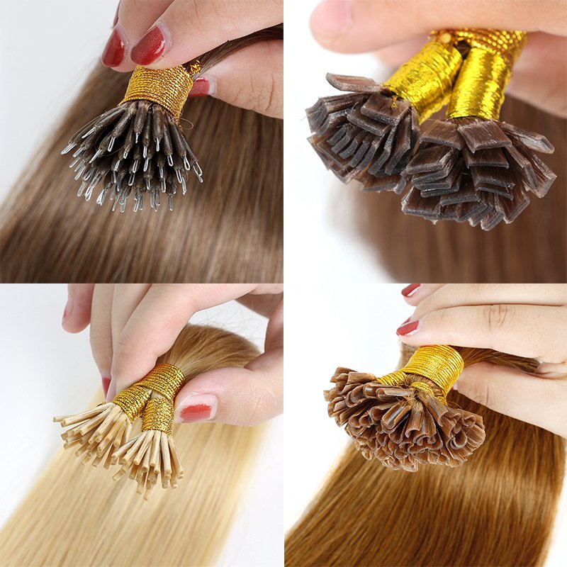 100% Real Premium Remy European Human Hair Double Drawn Thick Root U Tip Seamless Keratin Pre-Bonded Nail Hair Extensions