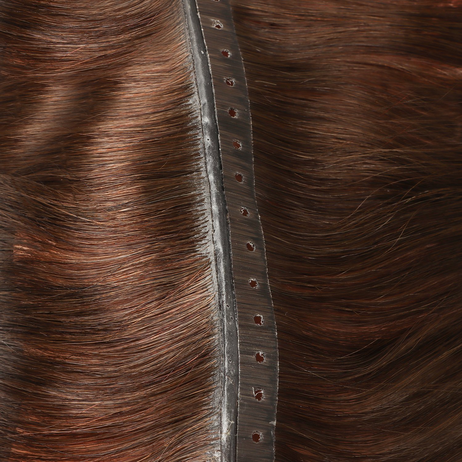 double drawn human hair extension double layers flat weft with hole XO invisible weft