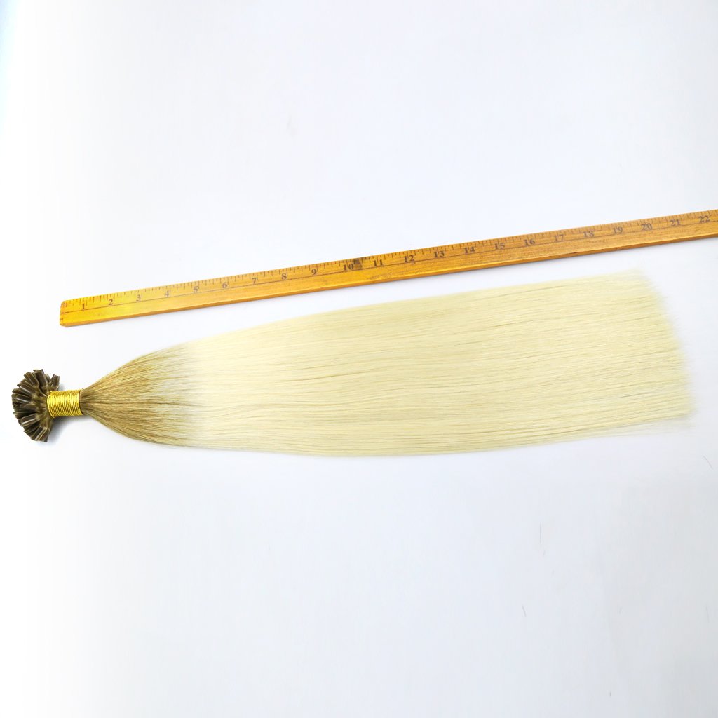 Hot sale double drawn russian human keratin hair extensions 1 gram U tip flat tip keratin hair extensions