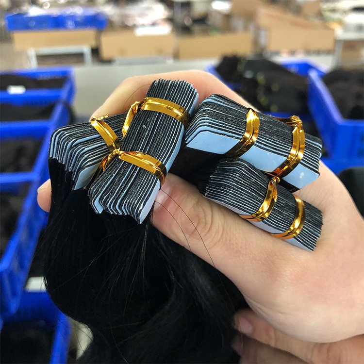 Raw Cambodian tape in Cuticle Aligned Virgin Hair 10-30 inch Body wave Natural wave Tape in Extensions