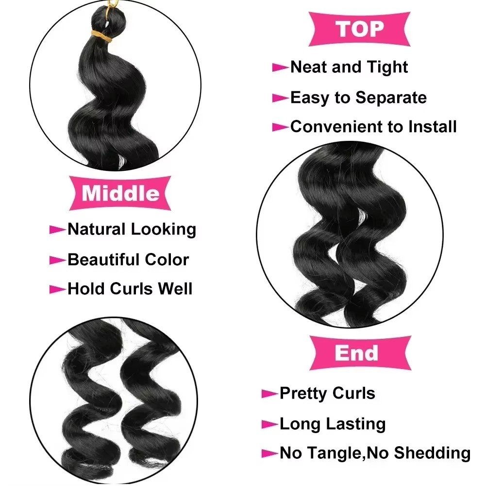 Boho Box Braids Crochet Hair for black Women loose french curl Bob Crochet Braids for Synthetic Bohemian Braiding Hair Extension