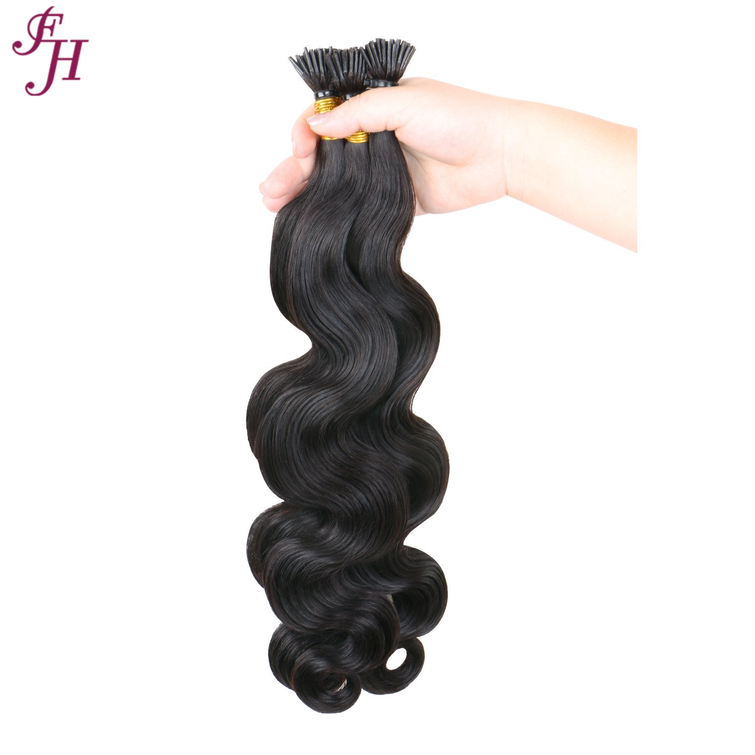 FH unprocessed raw brazilian hair i tip human hair extension natural black body wave i-tip remy hair extensions