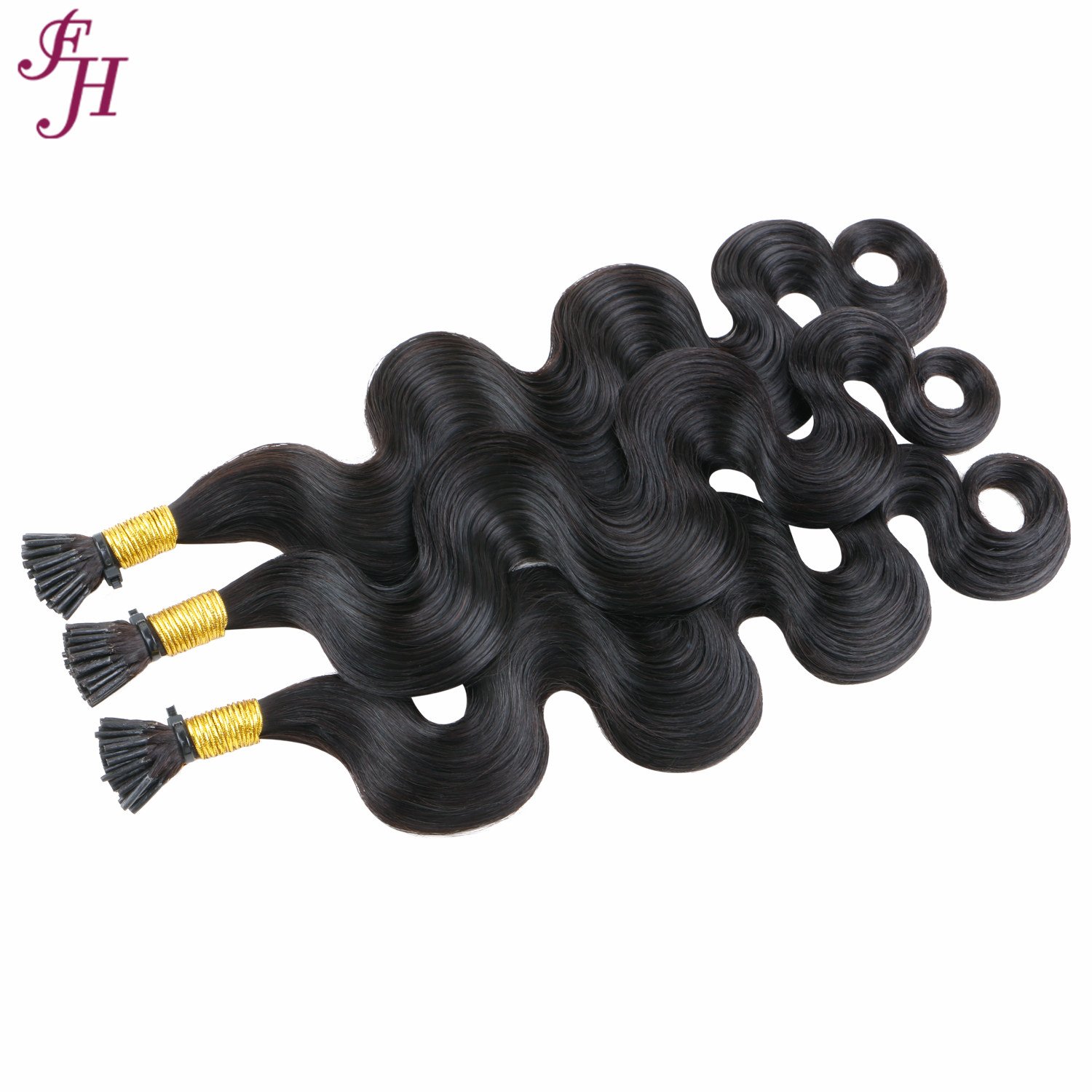 FH unprocessed raw brazilian hair i tip human hair extension natural black body wave i-tip remy hair extensions