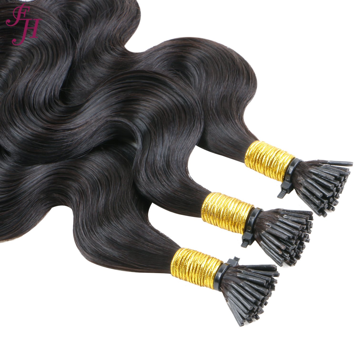 FH unprocessed raw brazilian hair i tip human hair extension natural black body wave i-tip remy hair extensions