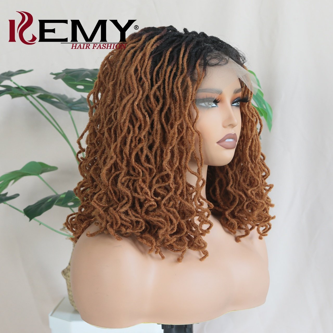KEMY HAIR New African Faux Locs Braided Synthetic Wig 4*4 Lace Closure Braid BOB Wig Synthetic Crochet Braid Wig for Black Women