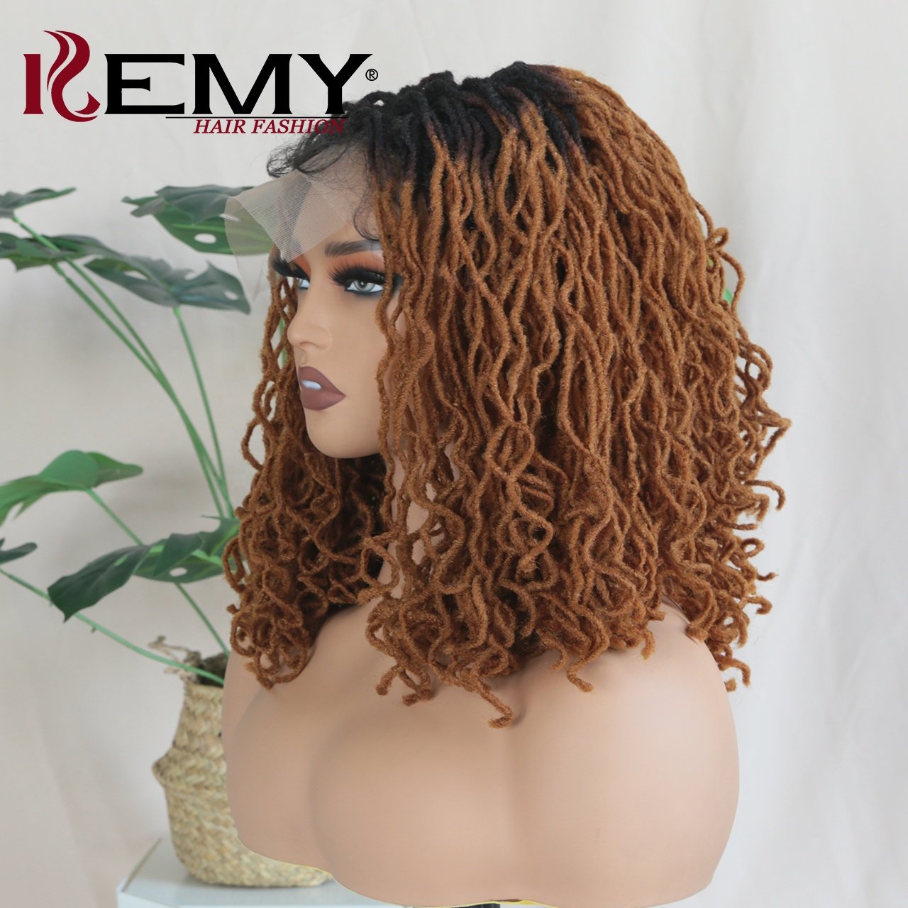 KEMY HAIR New African Faux Locs Braided Synthetic Wig 4*4 Lace Closure Braid BOB Wig Synthetic Crochet Braid Wig for Black Women