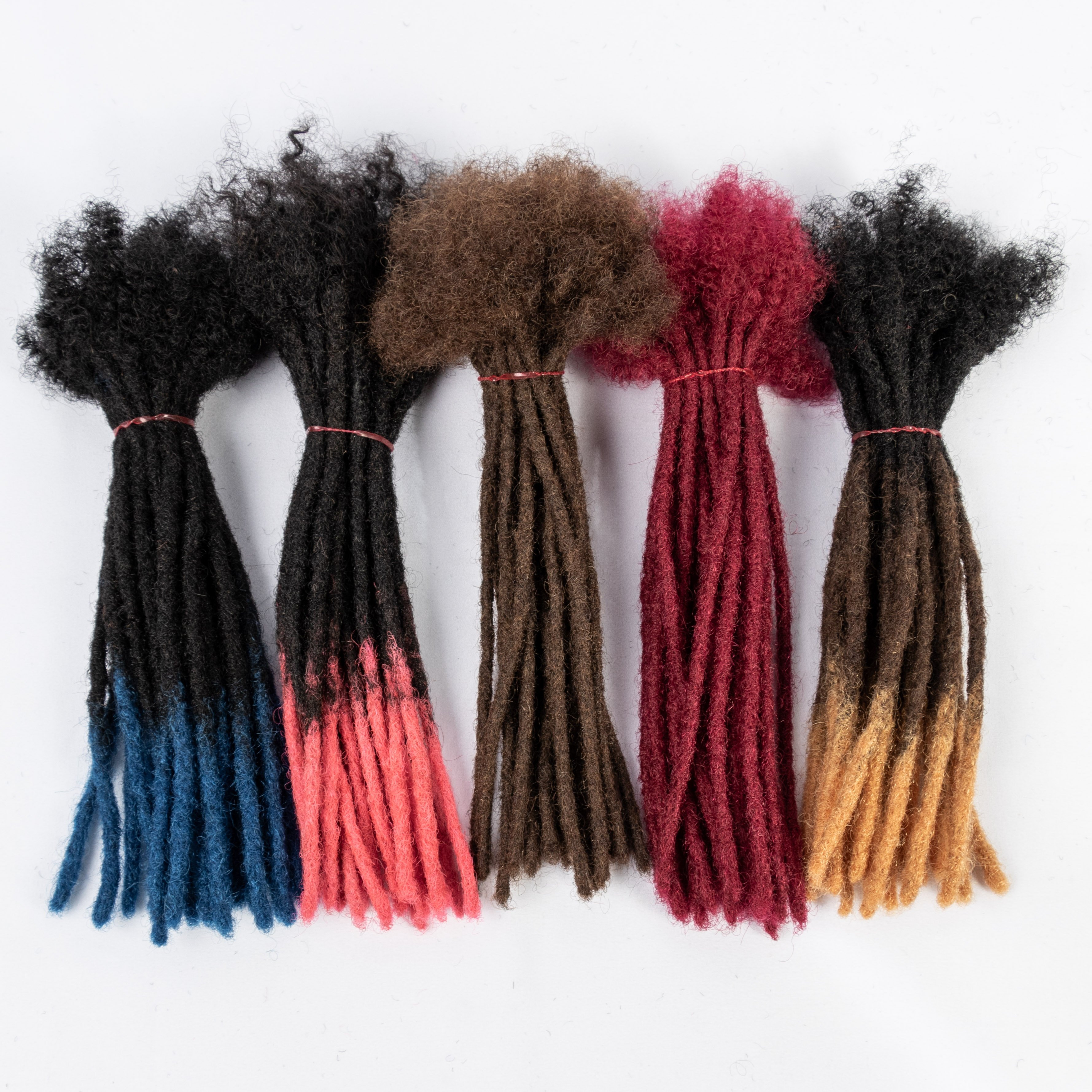 100% human hair dreadlock extension #1b/4/27 6mm ombre loc extension human hair for man and woman