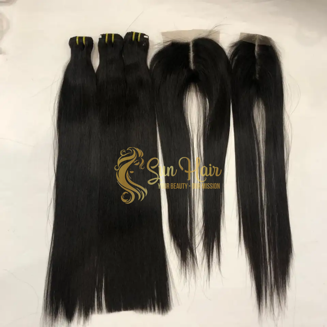 Wholesale Best Seller 100% Natural Black Vietnamese Human Hair Extensions Bone Straight Double Drawn Weft in Bundle Wave Style
