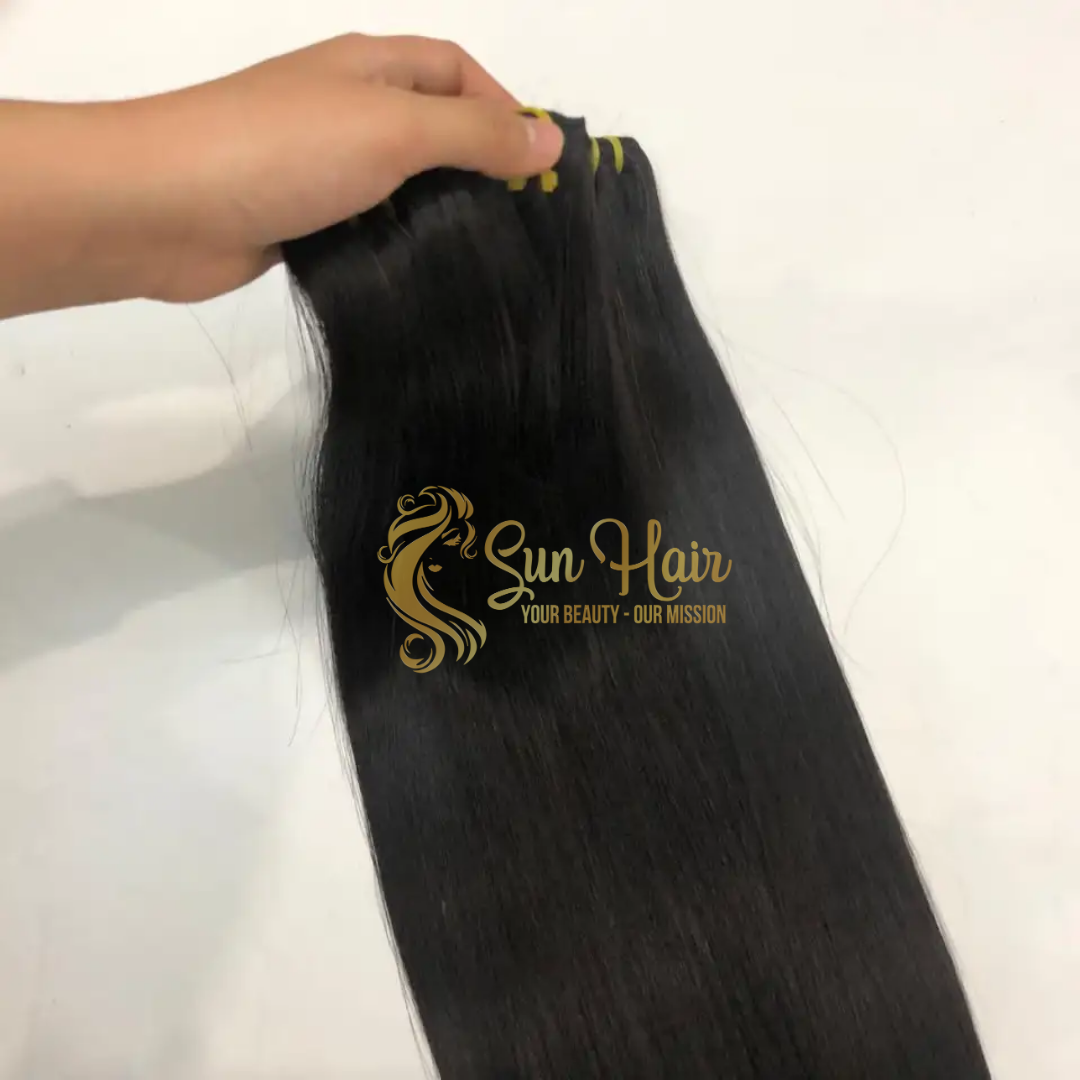 Wholesale Best Seller 100% Natural Black Vietnamese Human Hair Extensions Bone Straight Double Drawn Weft in Bundle Wave Style