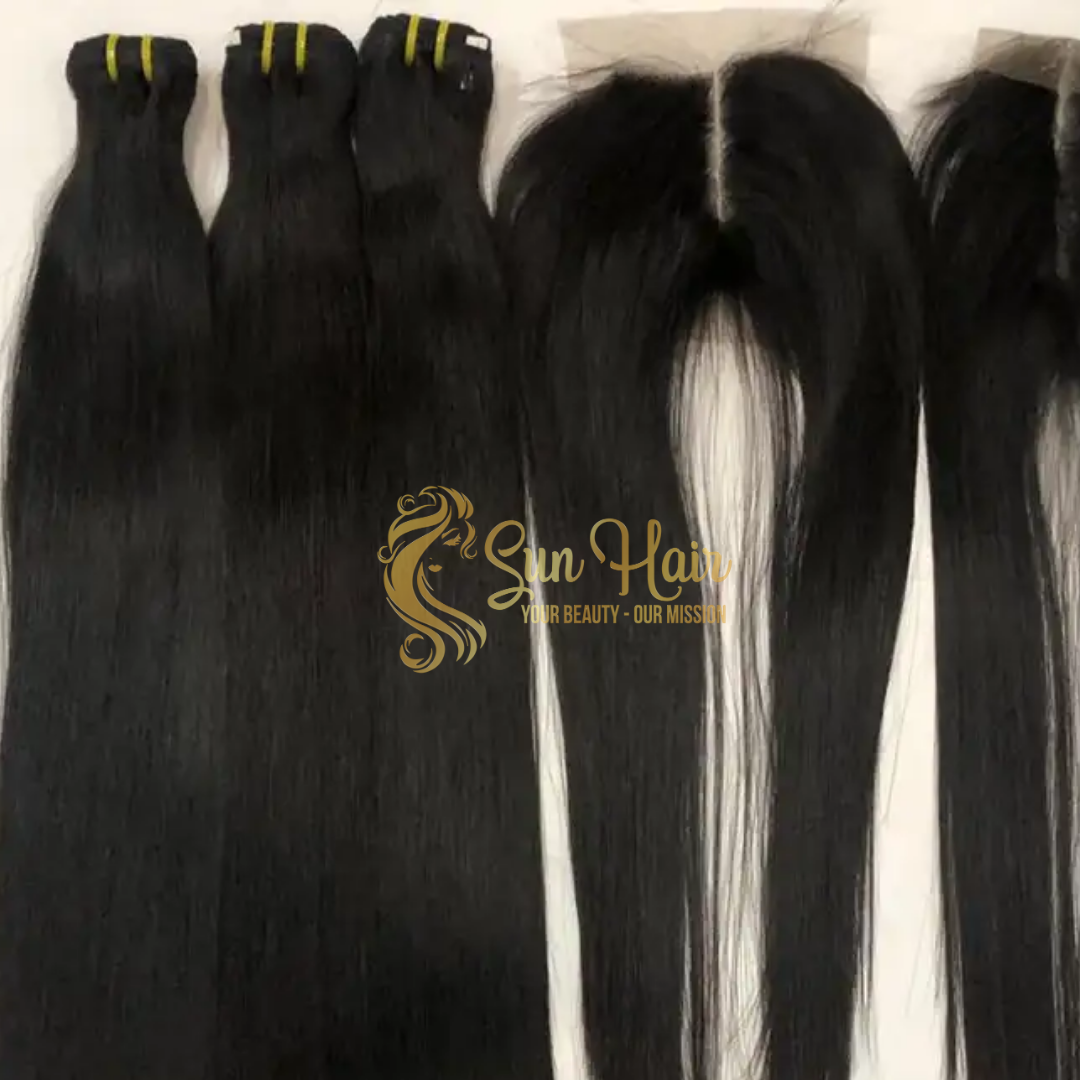 Wholesale Best Seller 100% Natural Black Vietnamese Human Hair Extensions Bone Straight Double Drawn Weft in Bundle Wave Style