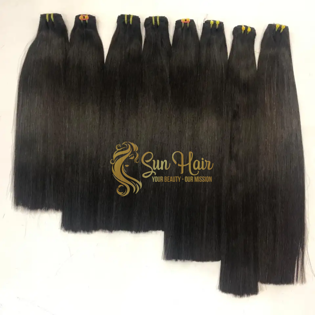 Wholesale Best Seller 100% Natural Black Vietnamese Human Hair Extensions Bone Straight Double Drawn Weft in Bundle Wave Style