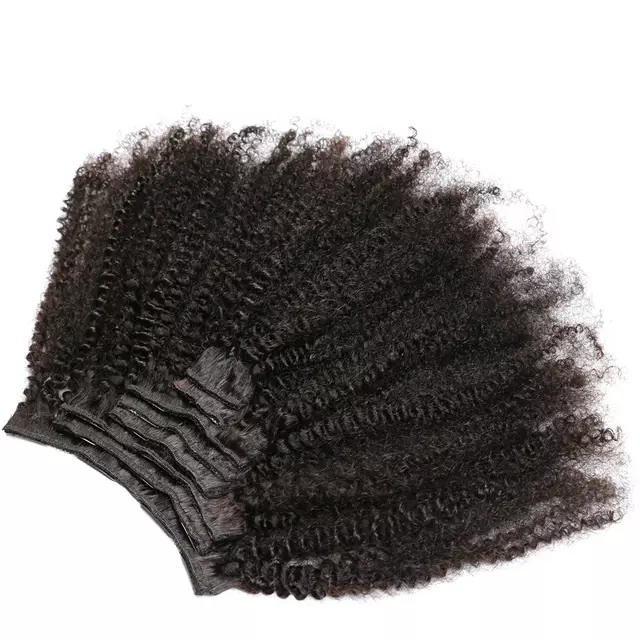 100% Brazilian virgin raw Human Hair hairpiece kinky curly black Vendor Wholesale Cuticle Aligned Virgin clip in Hair Extensions