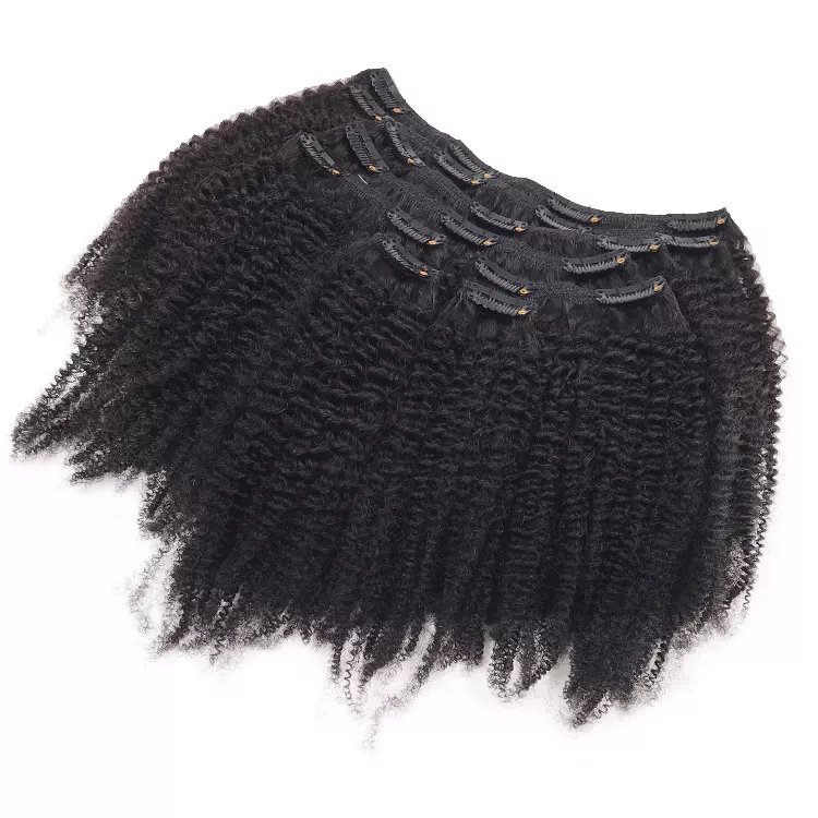 100% Brazilian virgin raw Human Hair hairpiece kinky curly black Vendor Wholesale Cuticle Aligned Virgin clip in Hair Extensions