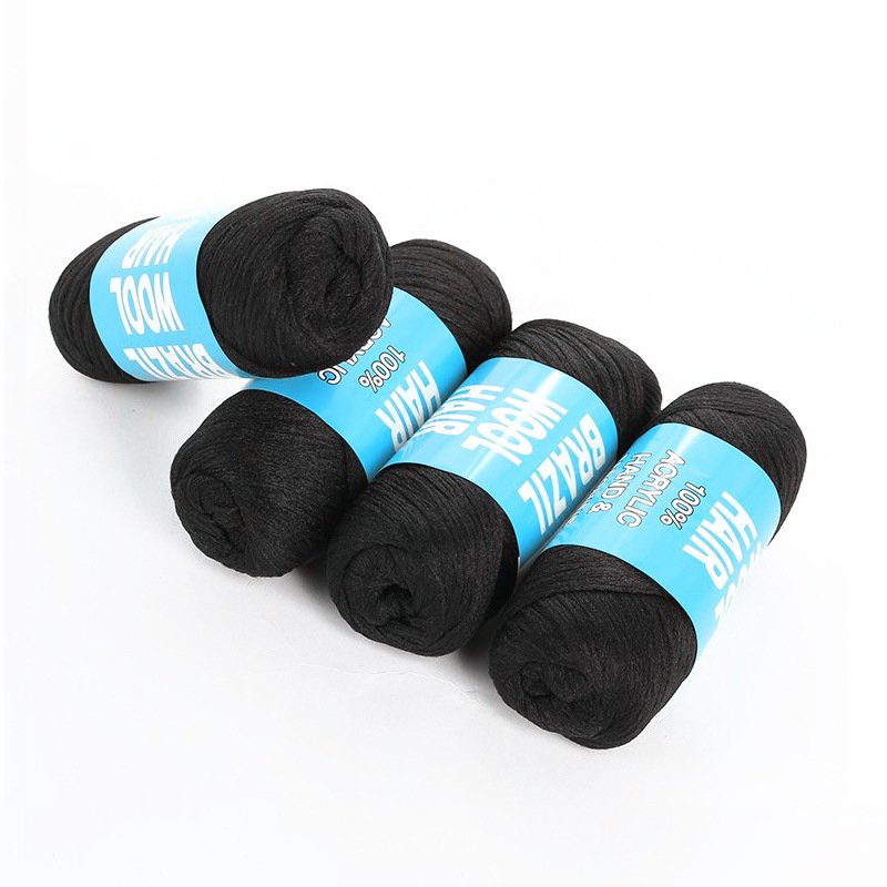 Wholesale Afro Yarn Braiding Hair Bundles Low Temperature Flame Retardant Synthetic Fiber Crochet Braids Wool Hair QJ1027